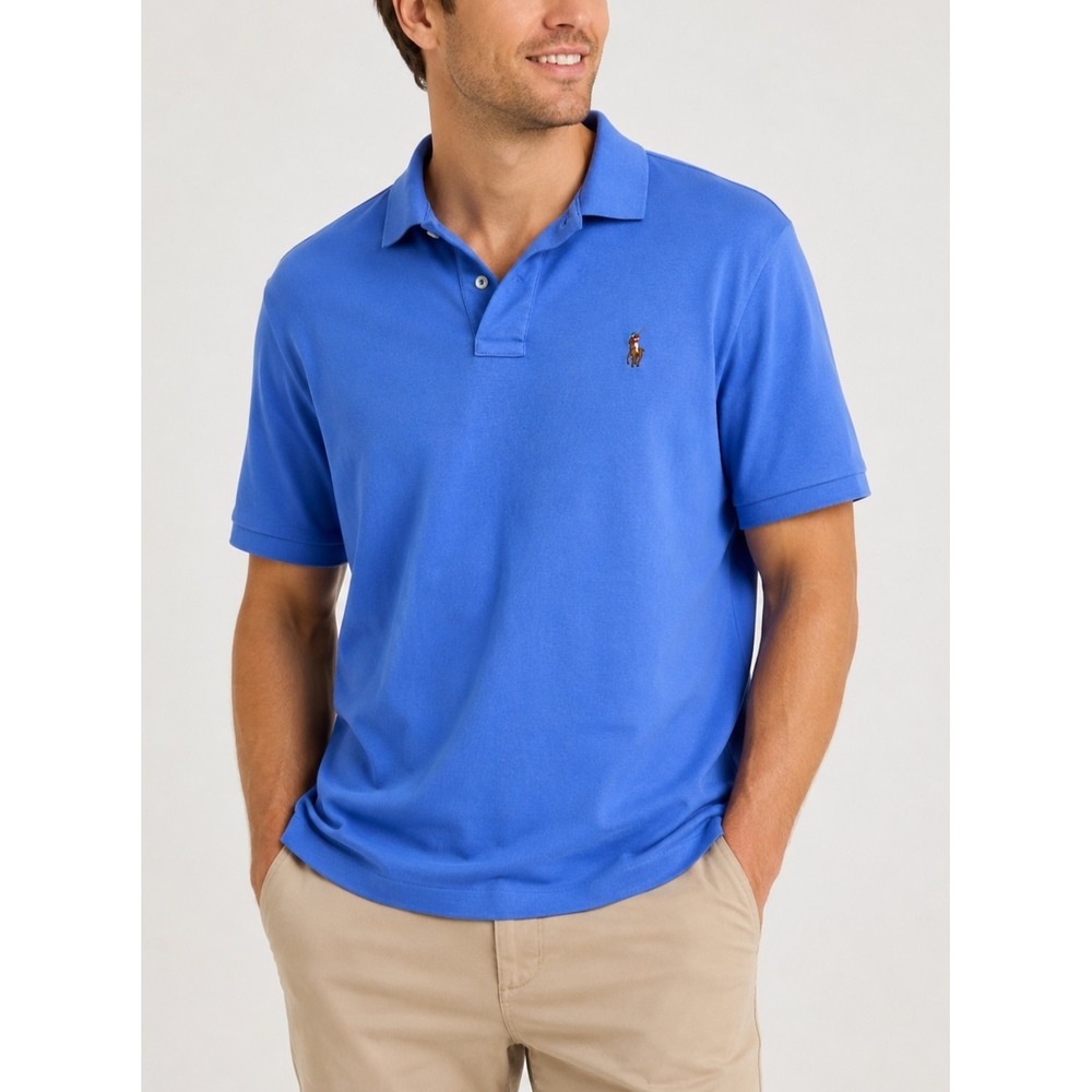 Polo Ralph Lauren Pima Soft Touch Cotton Shirt Mens XL Blue Rugby Pony Stretch